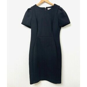Calvin Klein Black Scuba Sheath Midi Dress Gold Zipper Back - Women's Size 10
